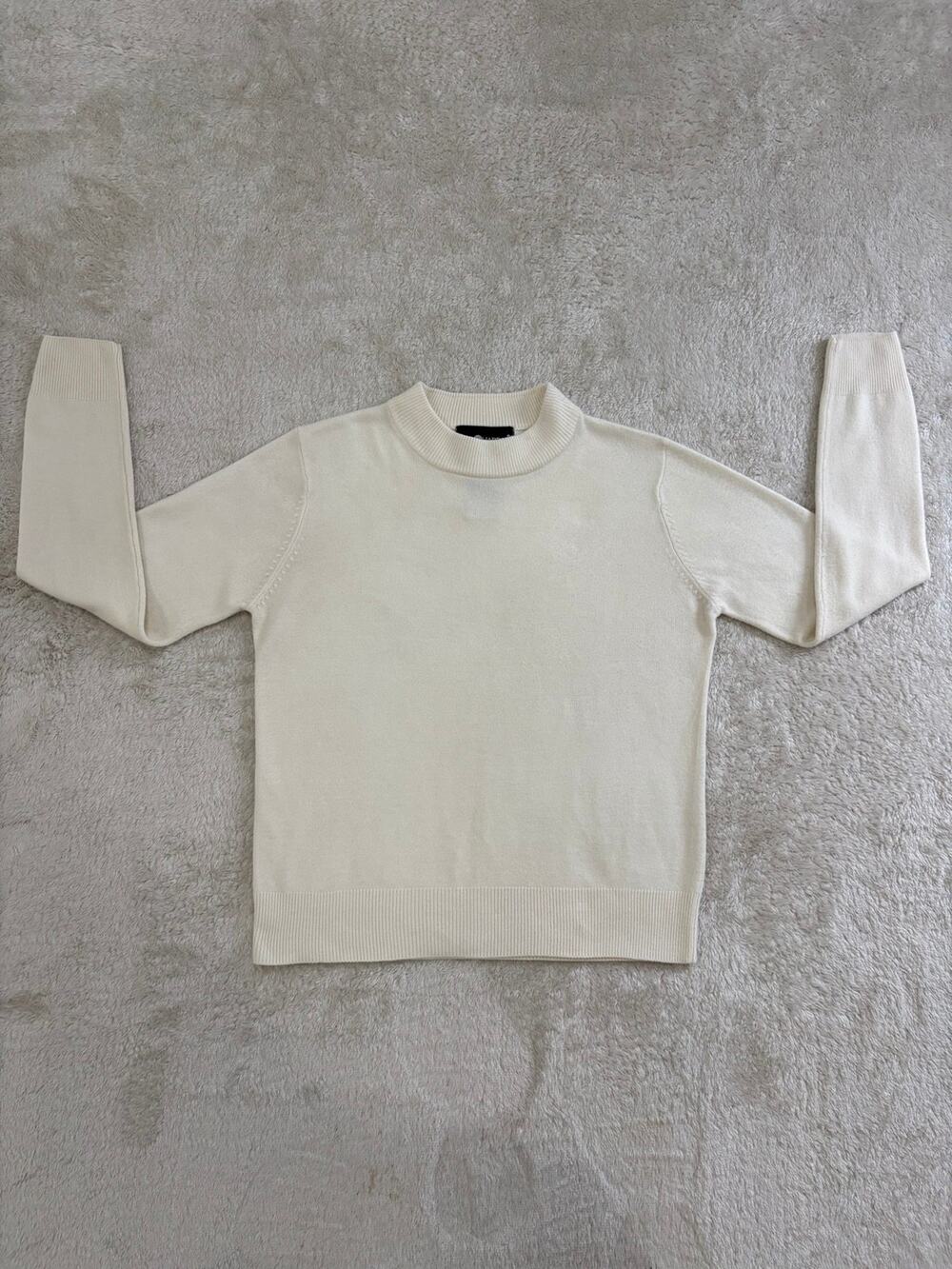 Sag Harbor Womens Ivory Mock Neck Acrylic Knit Sweater Made Hong Kong